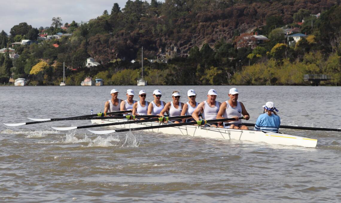 ALL TOGETHER: North Esk on the Tamar for the mixed masters eights. Picture Brett Jarvis