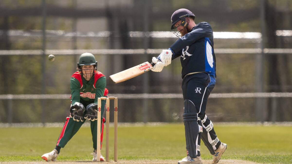Riverside batsman Peter New goes whack during his team's loss to Launceston at the NTCA Ground last weekend. Pictures by Phillip Biggs 