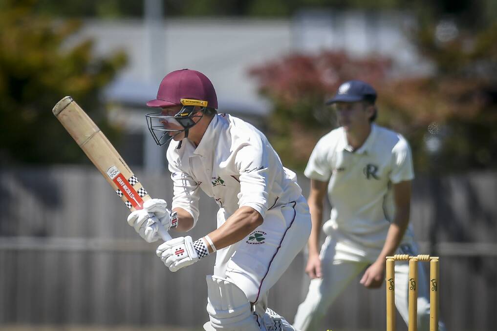 Westbury's Ollie Wood at the crease last weekend at Ingamells Oval. He made 37 runs. Picture by Craig George