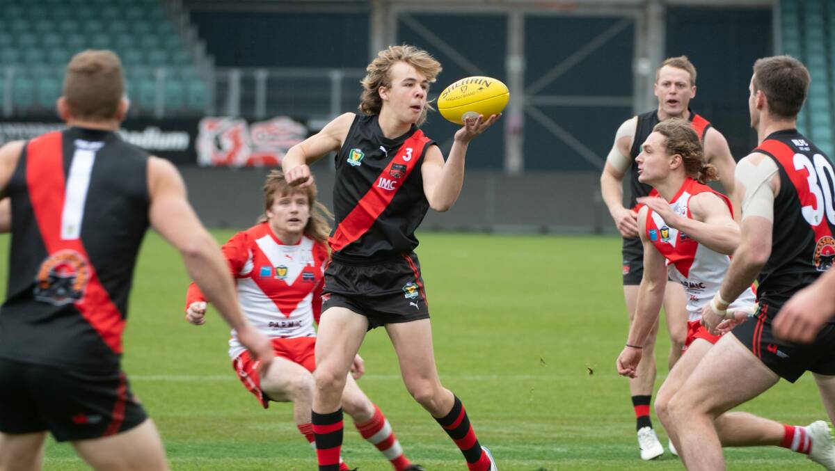 Ryley Sanders in action for North Launceston at UTAS Stadium in 2021. Picture by Paul Scambler 