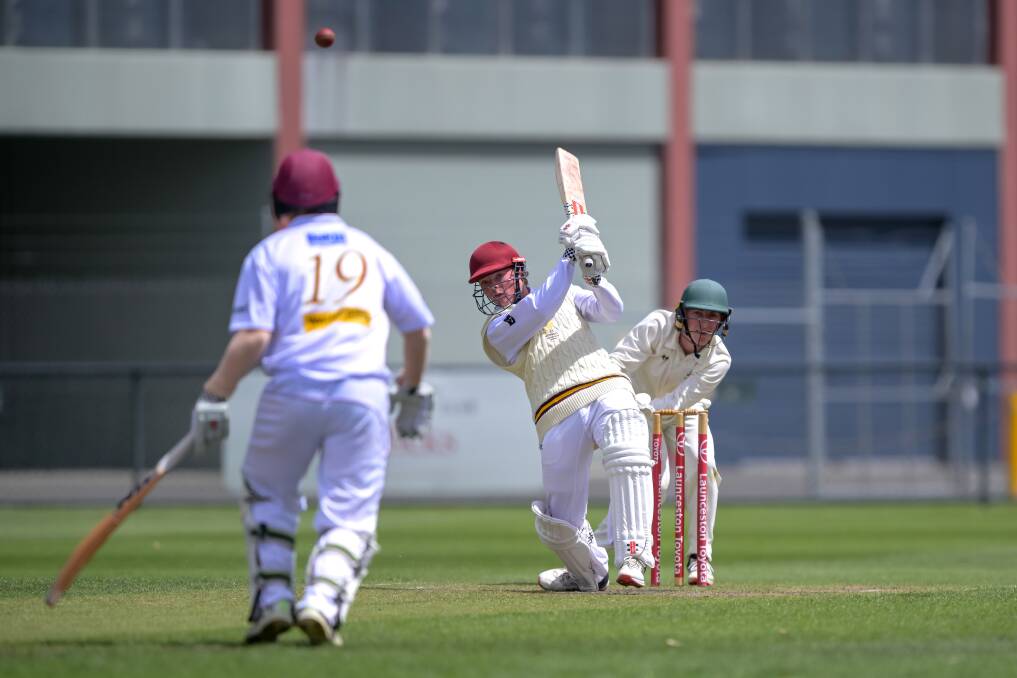 Mowbray batter Brock Whitchurch smacks one down the ground. He hit 13 boundaries with four maximums. 