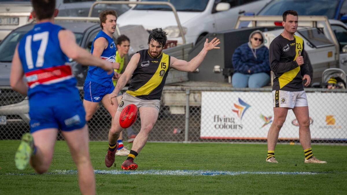 Rocherlea's Zane Brown gets the ball moving against South Launceston at Youngtown Oval in 2023. Picture by Paul Scambler 