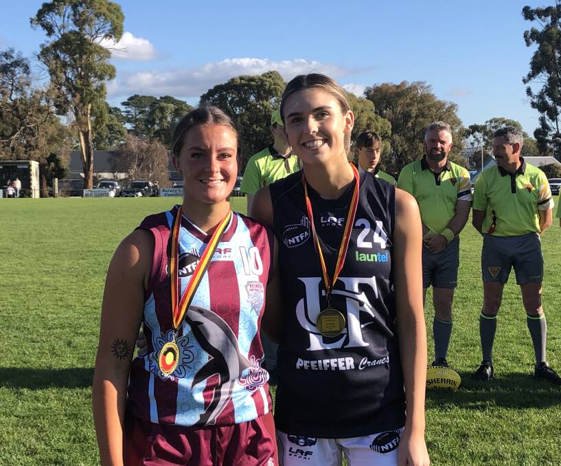 Hillwood's Jorja Barron and Launceston's Madison Branzendale were awarded their teams' best players in the 2022 Aboriginal Round match. Picture by Brian Allen