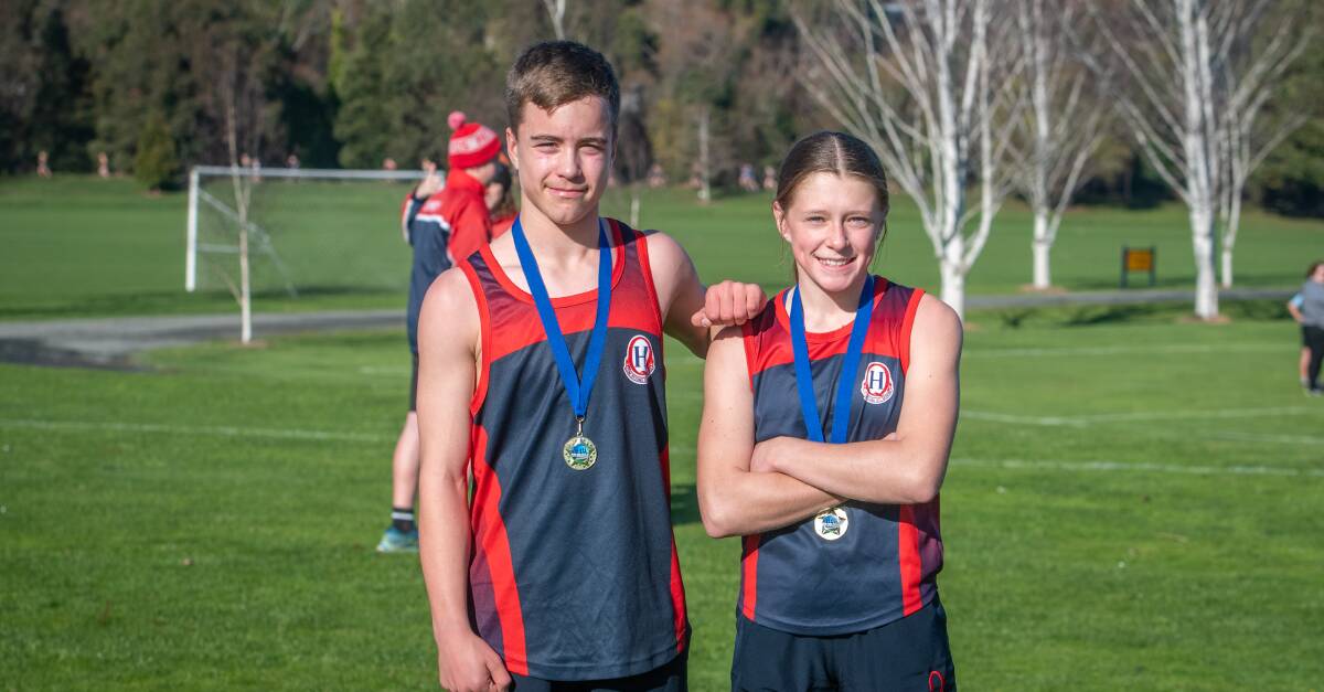 WINNERS: Queechy's Oscar Turale and Aya Cottam triumphed in their year seven events at Scotch Oakburn Park. Picture: Anjelica Kilpatrick