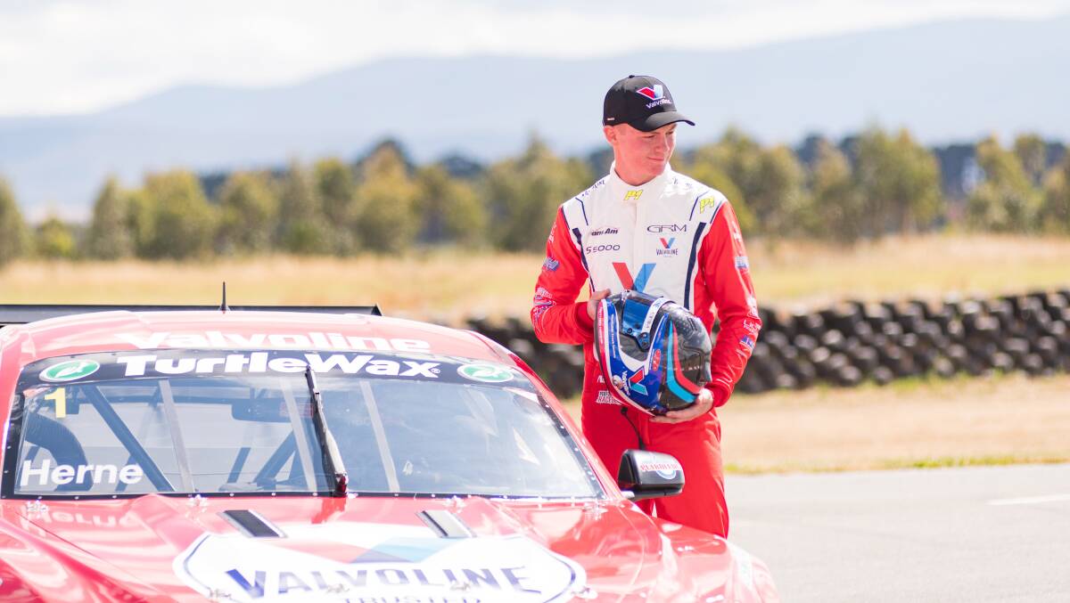 EMERGING TALENT: Ford Mustang driver Nathan Herne, 19, at Symmons Plains Raceway. Picture: Phillip Biggs