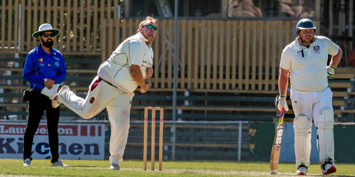 Westbury spinner Kieren Hume was outstanding on day one at NTCA no. 1. He claimed 7-33 from 12 overs and hit 42 runs. Picture by Phillip Biggs 