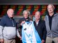 Mike James, Alvyn Scolyer, Mike Squires and Peter Turmine with the West Tamar representative team replica jumper to be worn by Bridgenorth this weekend. Pictures by Phillip Biggs