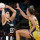 SHARP SHOOTER: Collingwood's Sophie Garbin in action earlier this season against NSW Swifts. The Magpies are preparing to play two matches in Tasmania. Picture: Jason McCawley/Getty Images 