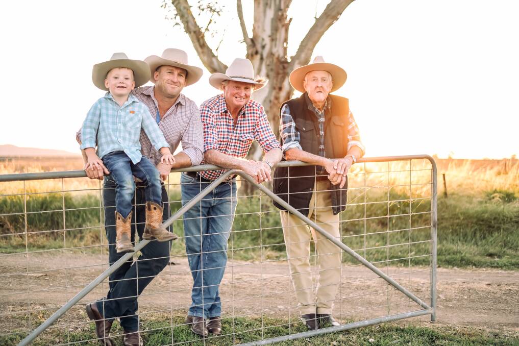 FOUR GENERATIONS: Four generations of the Heyman family, who have farmed on the same property at Somerton for decades. Pictured are Jack, David, Brian and Sidney Heyman. Photo: K Summer Photography 