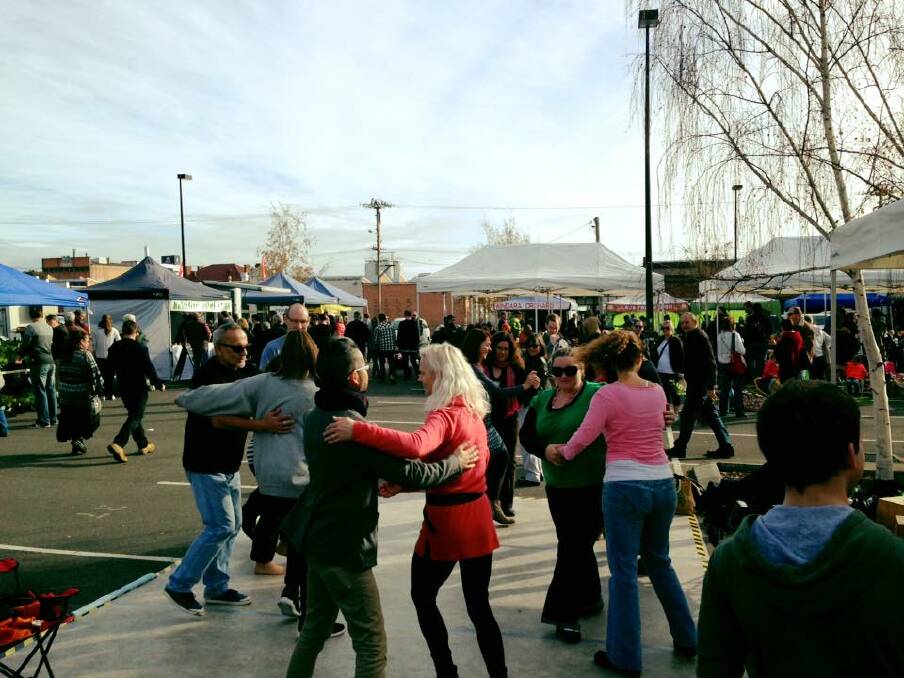 Social: Dancing at Harvest Market with other salsa performers and visitors. Picture: Supplied/Harvest Market Launceston