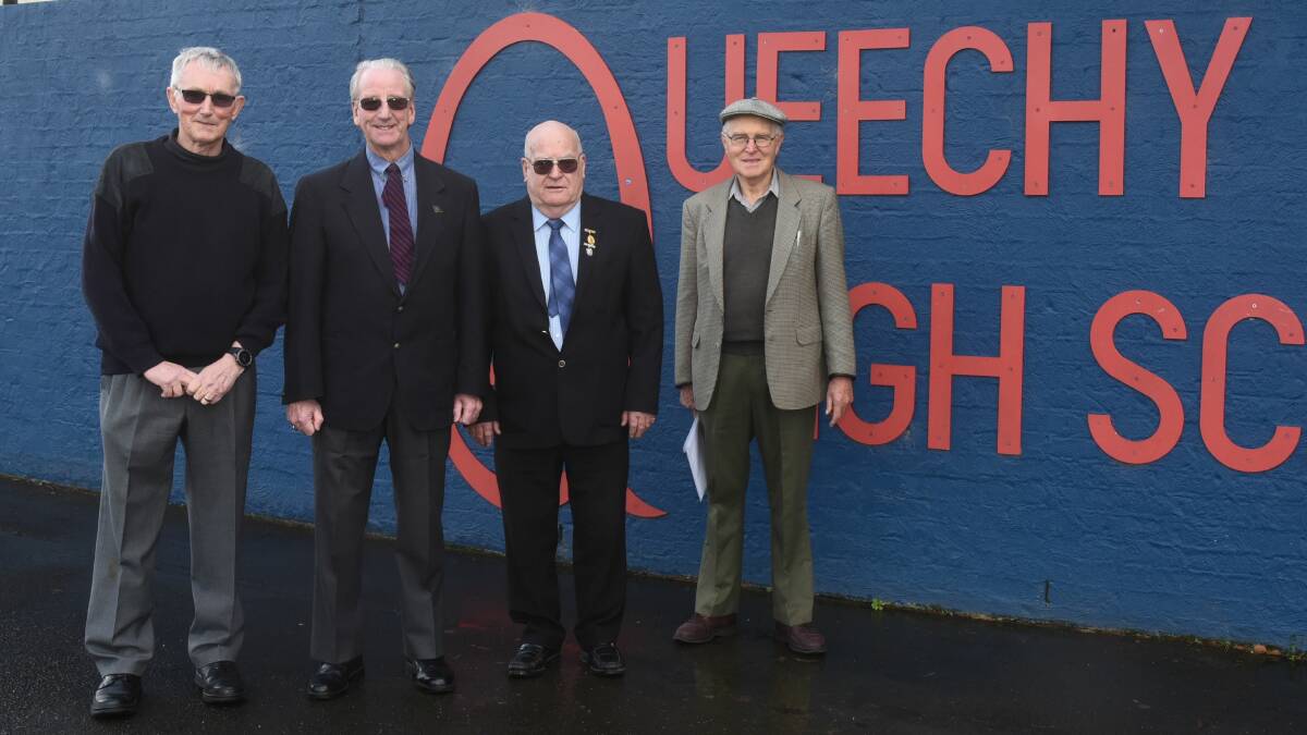 Friends: Peter Bushby, Malcolm Cash, John Lee and Heinz Kruesmann are preparing for their Queechy High School reunion in February. Picture: Neil Richardson