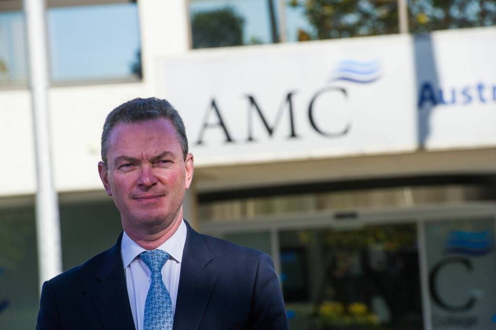 Federal MP Christopher Pyne as he visits the Australian Maritime College in Launceston. Picture: Scott Gelston