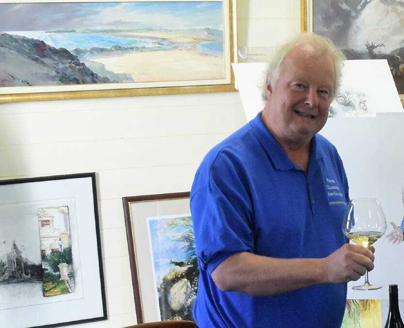 Art at work: Pieter Zaadstra has been creating fine art labels for collector's edition wine bottles with company Celebriwines. Picture: Lucy Stone