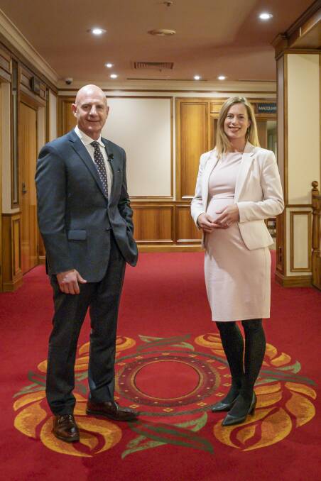 Premier Peter Gutwein and Opposition leader Rebecca White. Picture: Craig George