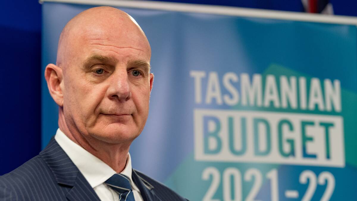 REVEALED: Premier Peter Gutwein speaking to the media ahead of Tasmanian Budget drop. Picture: Phillip Biggs