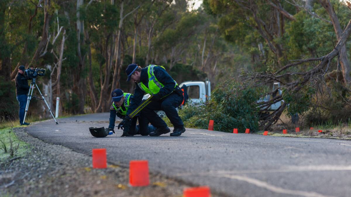 FATALITY: Police on scene at a fatal crash this morning in the Mt Direction area. Picture: Phillip Biggs