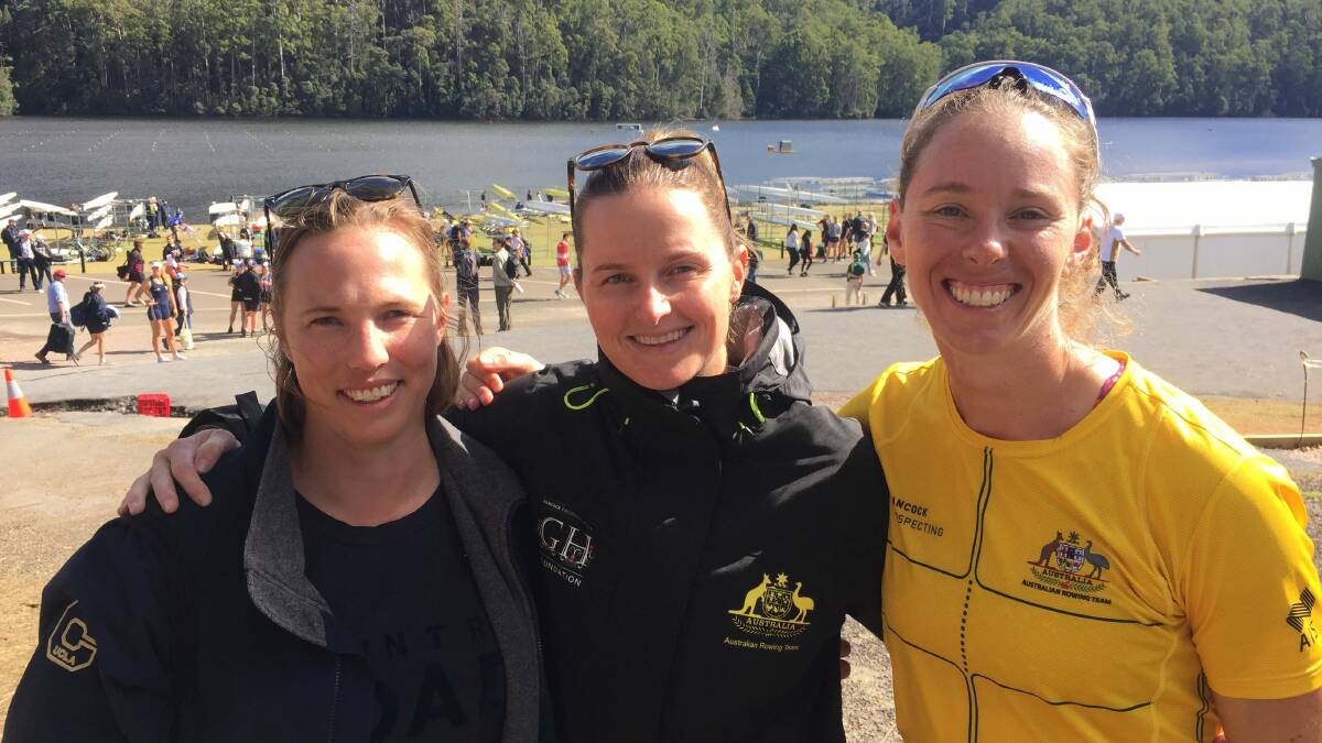 Sarah Hawe (right) will row for the women's eight while fellow Tasmanian Ciona Wilson is a team reserve.