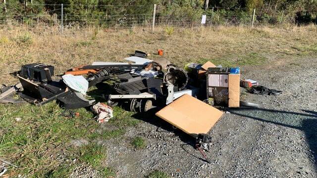 Car parts and furniture dumped in Hillwood last month. Picture: Tasmania Police