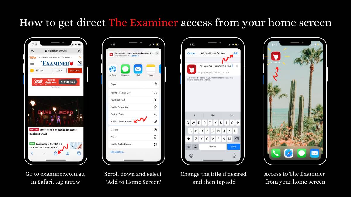 Step-by-step instructions on how to get direct The Examiner access to your home screen. 