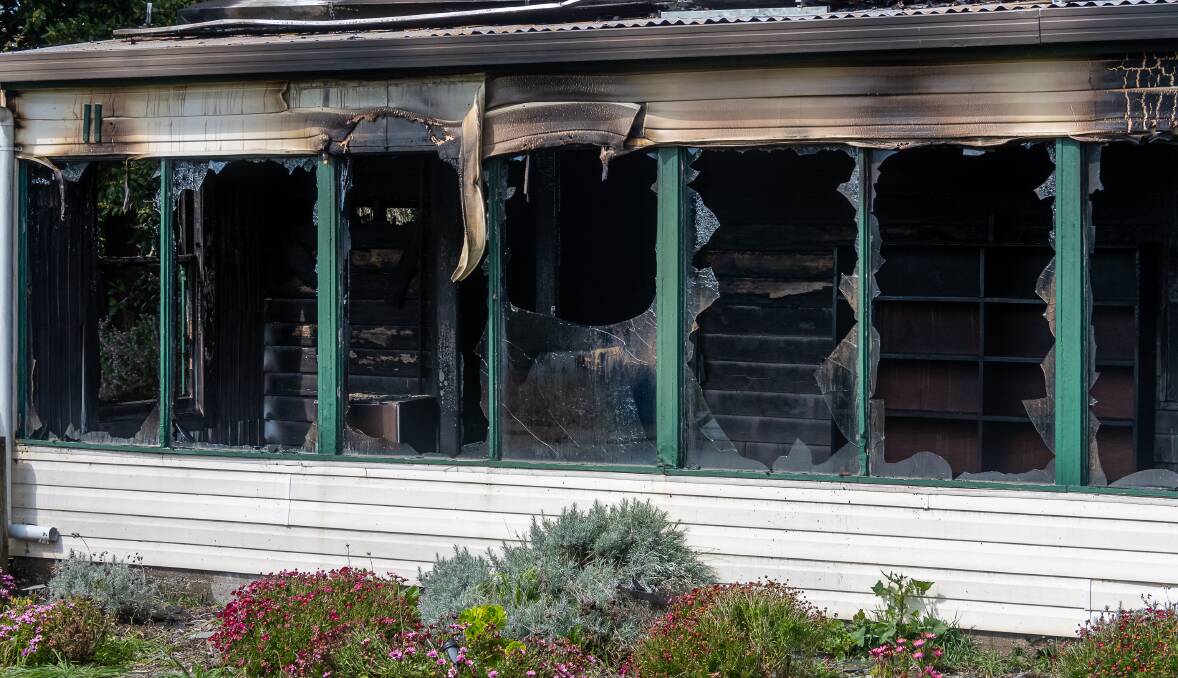 Gutted: This Ridgley house was destroyed by fire on Tuesday morning. Picture: Simon Sturzaker.