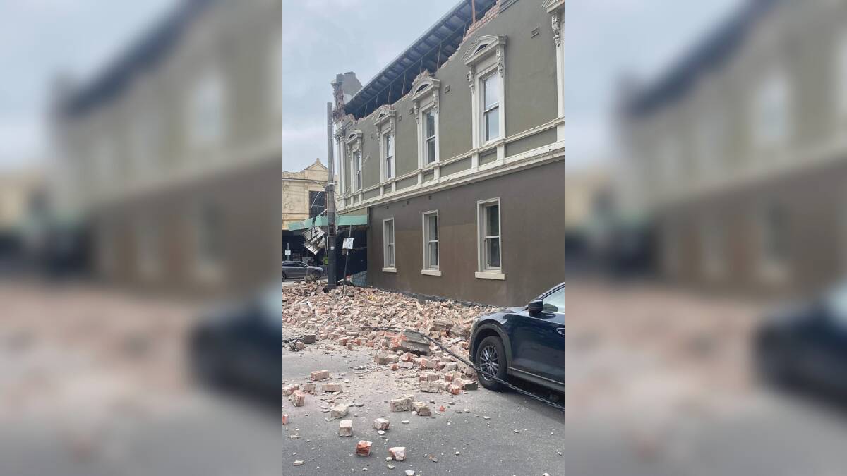 EARTHQUAKE: Chapel Street in Melbourne is left in rubble following an earthquake. Picture: Twitter