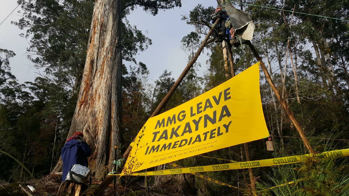Protest in the Tarkine. Picture: Bob Brown Foundation.
