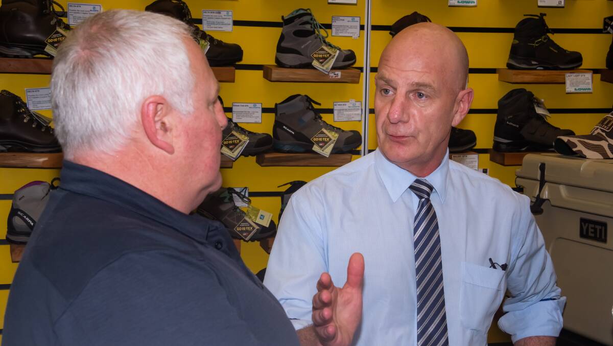 Premier Peter Gutwein talks retail. Picture: Simon Sturzaker.