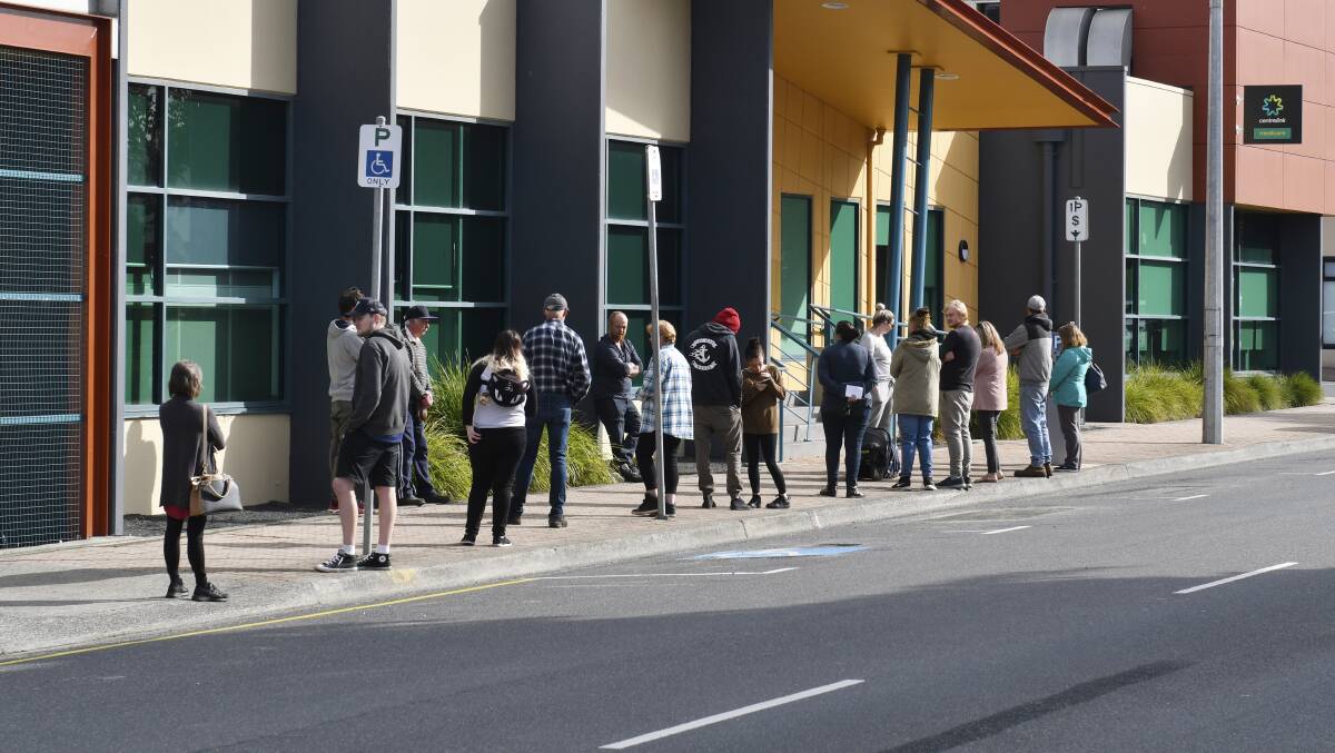 TOUGH TIME: A Centrelink line last year as the economy tanked and jobs vanished. Picture: Brodie Weeding.