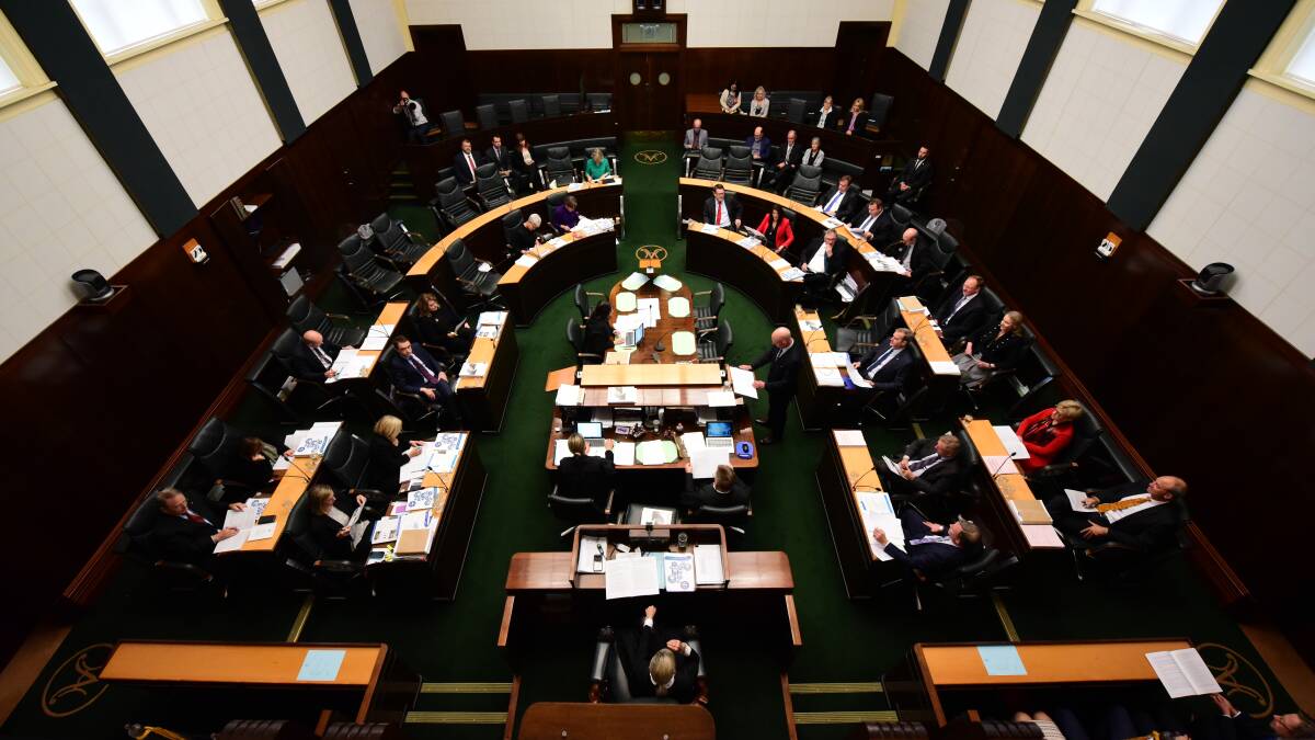 SEATING AVAILABLE: A scene from state parliament in 2017, with then-treasurer Peter Gutwein delivering the budget. Picture: Paul Scambler.