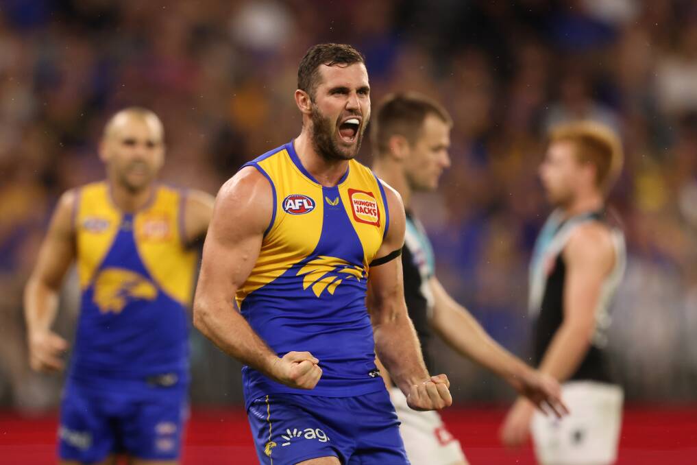 CELEBRATION: West Coast Eagle Jack Darling, one of the six Eagles to play every game in 2020. Picture: Getty Images.