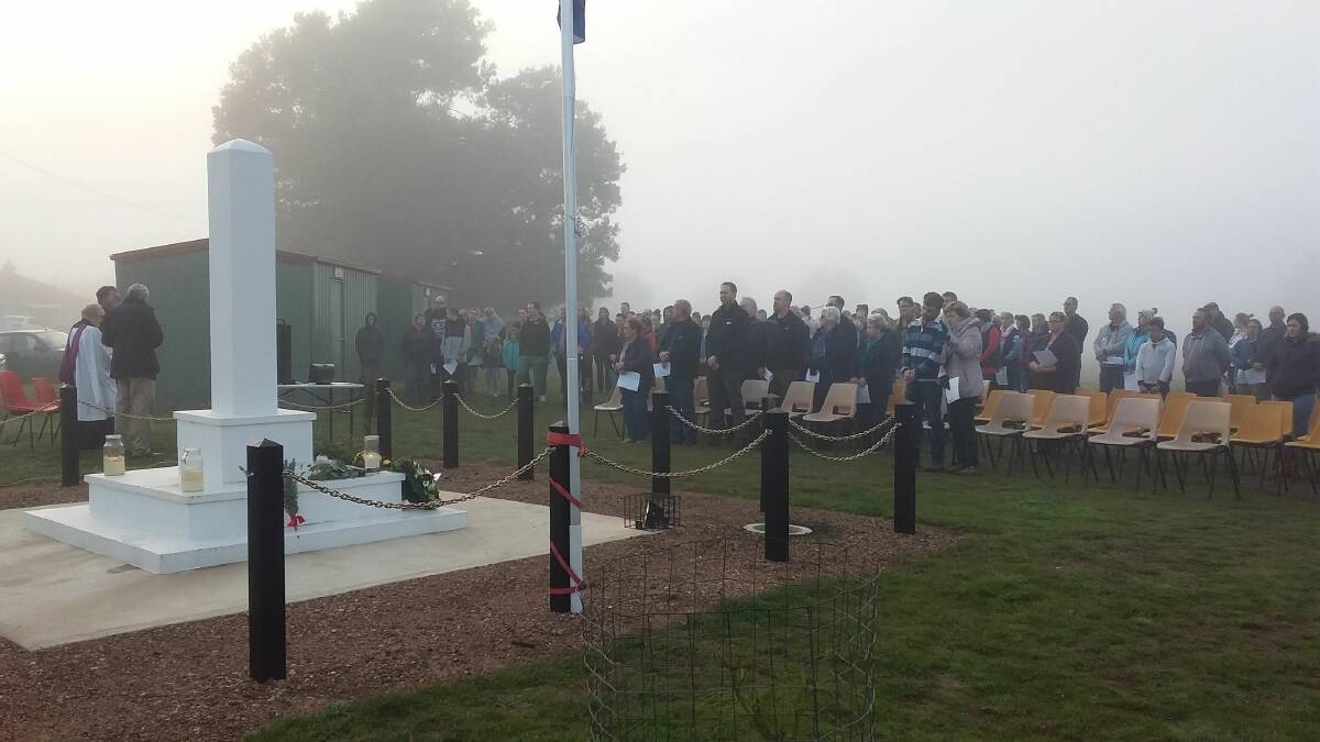 LEST WE FORGET: More than 100 people attended the Anzac Day service at Carrick. About 50 people went to the Carrick Inn for breakfast afterward. Picture: Sarah Aquilina