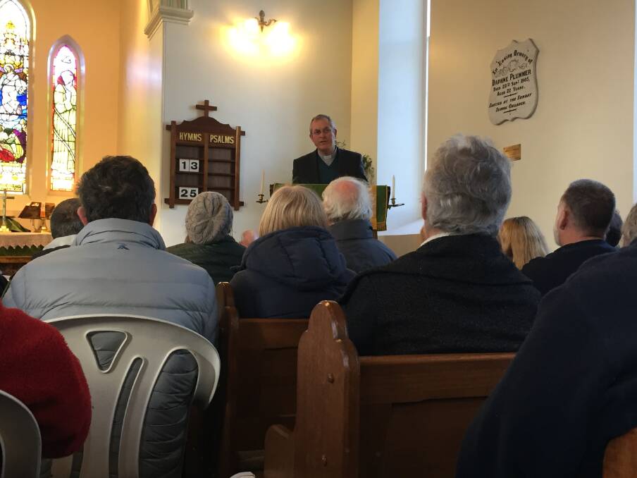 CONFIDENCE: Holy Trinity Anglican Parish Archdeacon Dane Courtney speaking at the meeting. He is confident the community can raise $45,000 to save the church. Picture: Stefan Boscia