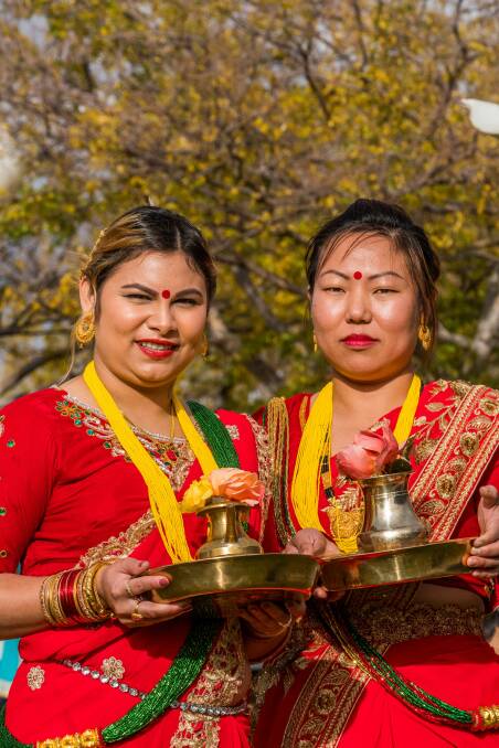 ANNIVERSARY: Hema Dulal and Dina Rai were part of a group to perform a culturally significant dance at the festivities. Picture: Phillip Biggs