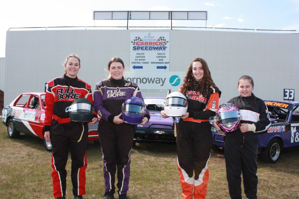 GIRLS WHO RACE: Hannah Coleman, Tayla Vimpany, Claire Coleman and Kiara McKercher are competing in the junior sedan competition for boys and girls aged 10 to 17. Picture: Supplied