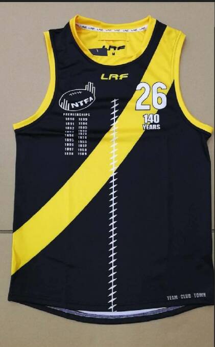 The seniors will wear this commemorative guernsey on Saturday. All of them will be auctioned off at the function afterward.