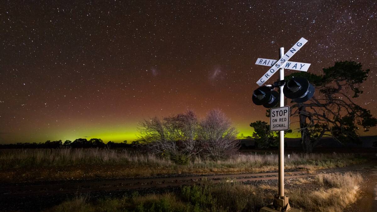 GREEN GLOW: How the aurora australis looked near Bishopsbourne on Sunday night. Picture: Phillip Biggs.