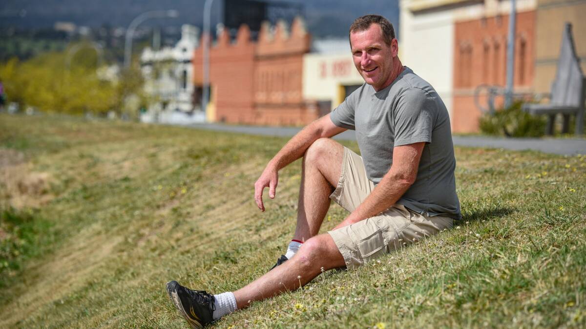 CLIMBING A MOUNTAIN: Launceston's David Campbell on track to run this year's Point to Pinnacle, despite suffering a brain hemorrhage in July. Picture: Paul Scambler