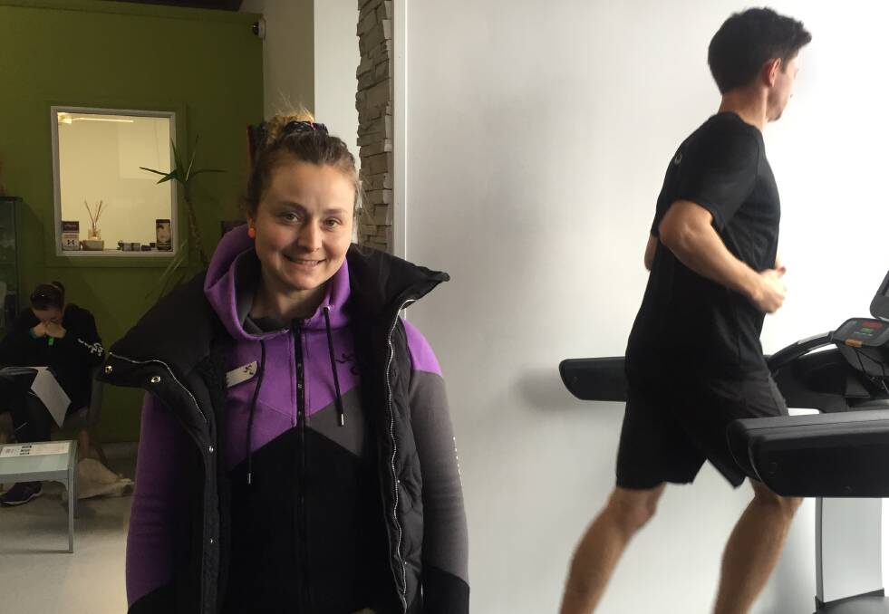 STEPPING UP: Anytime Fitness Launceston manager Alison Baker with a participant of the 24 hour treadmill challenge.