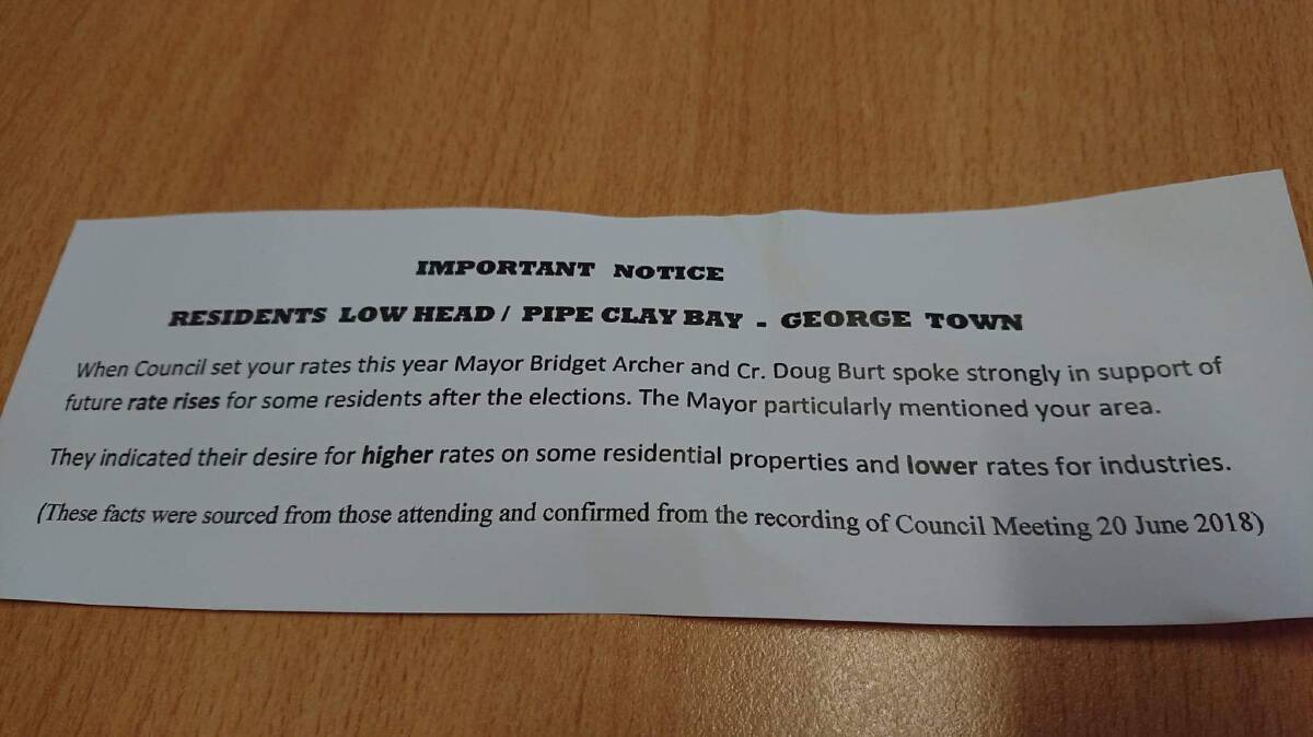 One of the leaflets being distributed in George Town.
