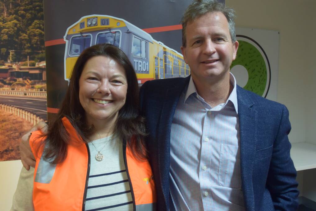 SUPPORT NETWORK: TasRail's specialist safety and risk management advisor Angela Jeffery with chief executive Damien White.