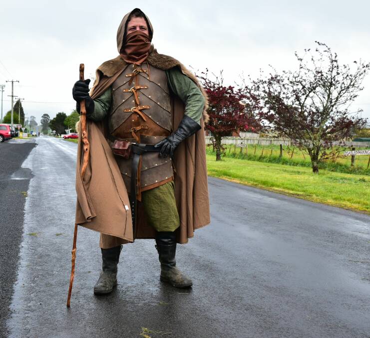 READY FOR ACTION: Frank Haarmann was part of the Sheffield Tasmania Medieval Festival on Saturday. Picture: Neil Richardson