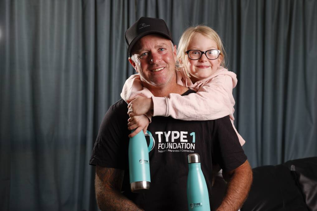 FAMLY: Greg Dubberley and his daughter Haydee, six, both have Type 1 Diabetes.. Photo: Luke Hemer
