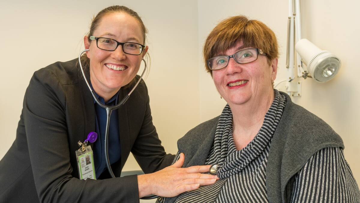 Launceston researcher and physiotherapist Ianthe Boden with trial patient Lee Wallace. Pictures: Phillip Biggs 
