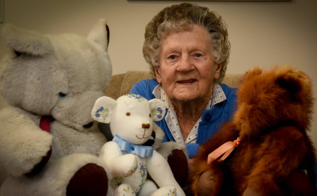 Dorothy Claridge has hand made teddy bears for every one of her children, grandchildren and great-grandchildren. Picture: Paul Scambler 
