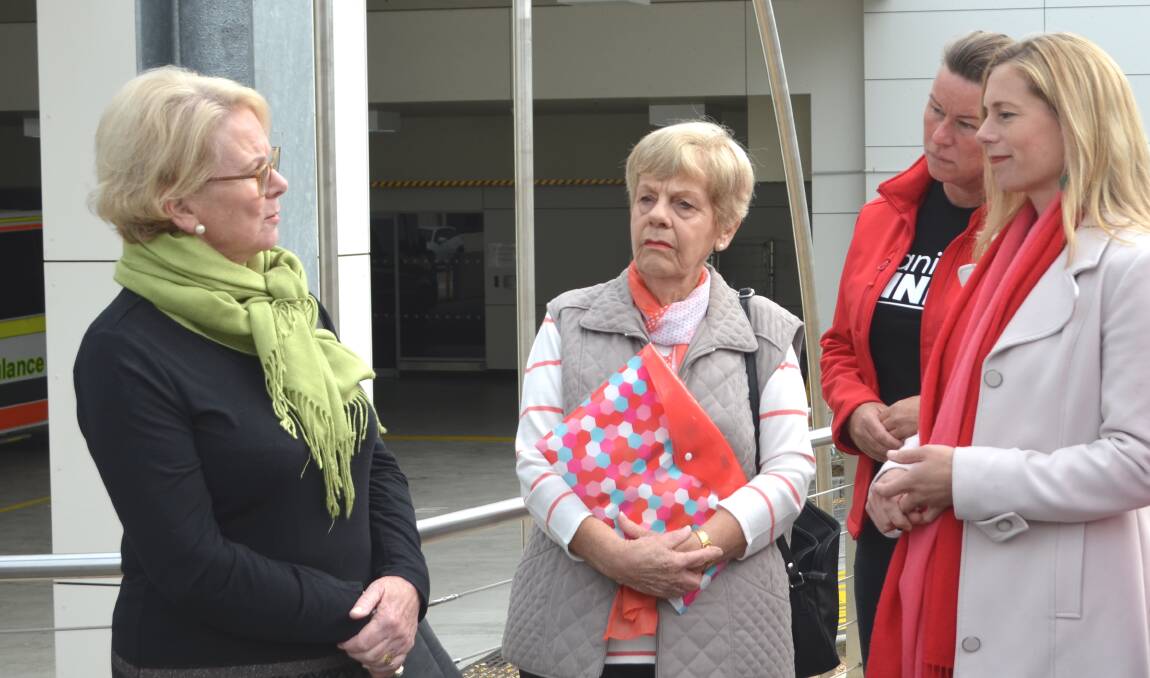 Friends of Northern Hospice's Barb Baker and Lyn Thomas, with Labor candidate for Bass Janie Finlay and Labor leader Rebecca White. Picture: Jessica Willard 