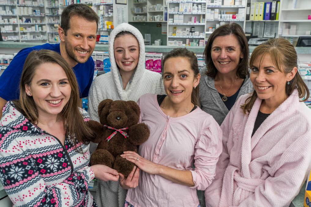 GOOD CAUSE: Riverside Capital Chemist staff Bek Fleming, Ivo Vincour, Ellie Ivery, Domoni Allen, Helen O'Byrne and Jacqui Ritchi are getting behind National Pyjama Day. Picture: Phillip Biggs 