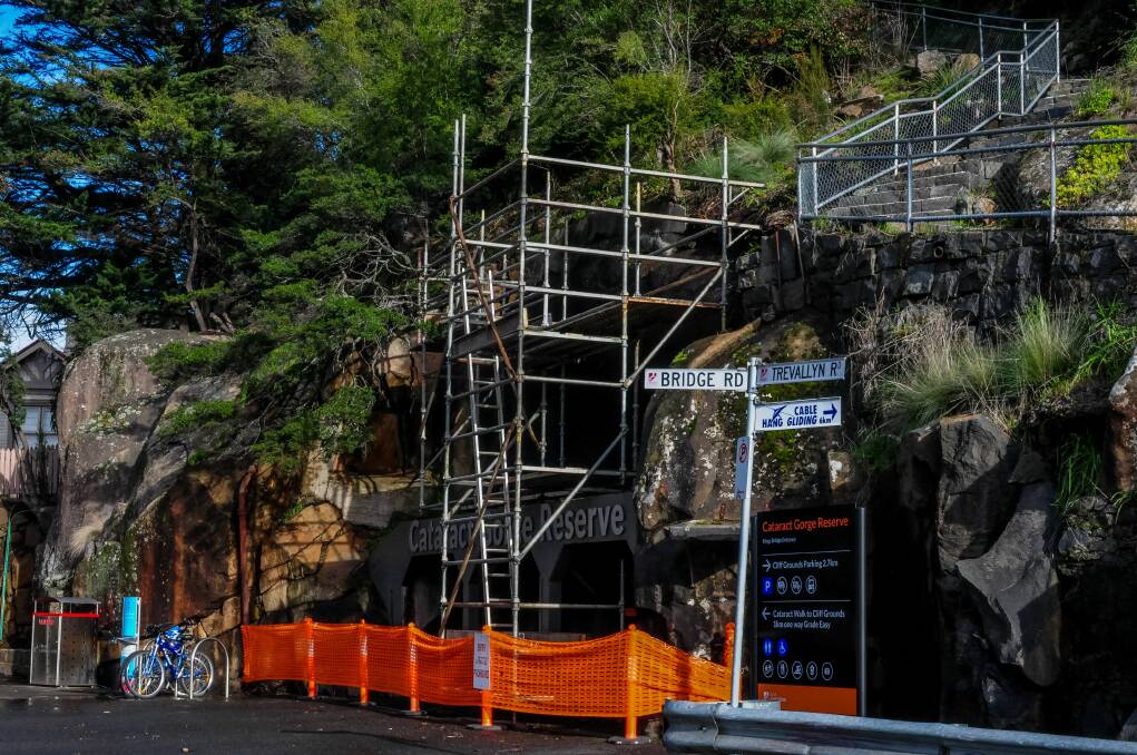 WORKS: The City of Launceston council is currently undertaking routine maintenance at the Kings Bridge entrance to the Cataract Gorge. Picture: Neil Richardson 