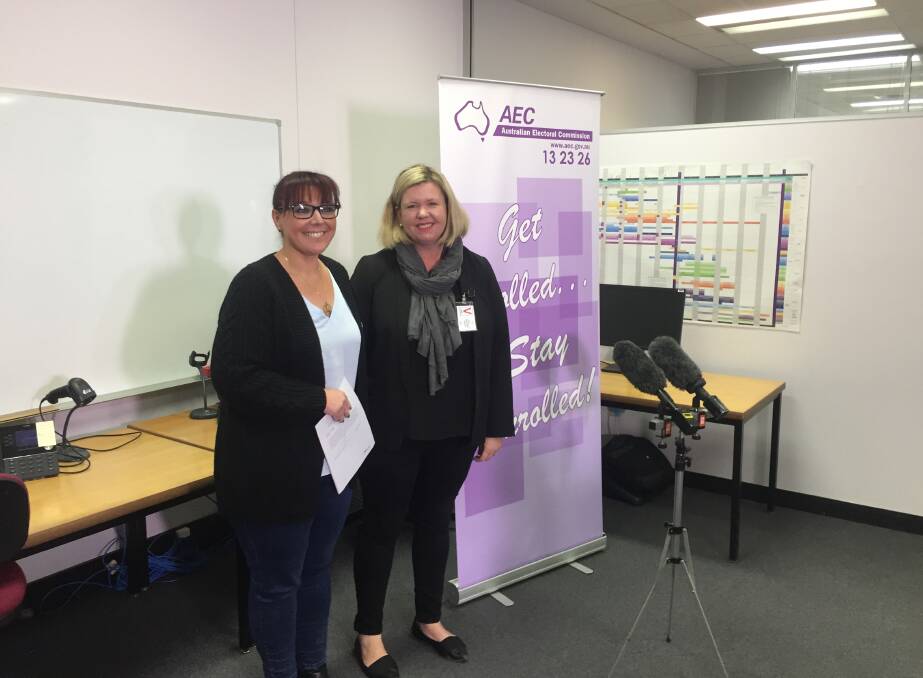 Australian Electoral Commission divisional manager Charlie Shaw with Bass MHR Bridget Archer, at Thursday's declaration of the poll. Picture: Jessica Willard 