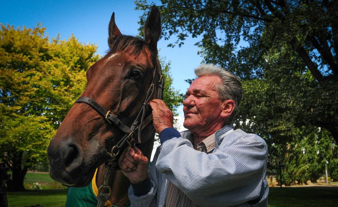 BOND: Mick Burles and champion racehorse The Cleaner were reunited briefly in January. Picture: Paul Scambler 