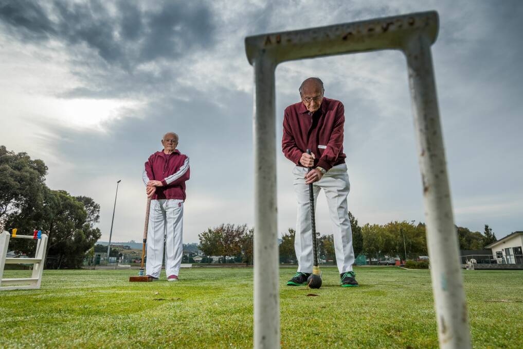 SKILLS: St Leonards Croquet Club members Jim Claxton and David Phillips, both of Norwood. Pictures: Phillip Biggs 